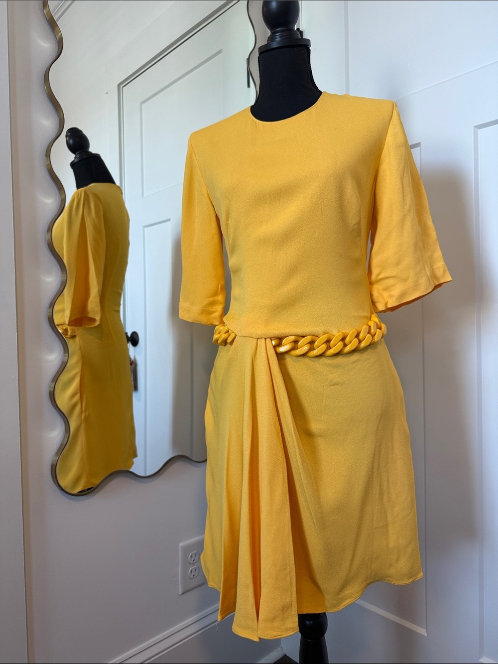 Stella McCartney Bright Yellow Chain-Detail Mini Dress